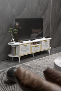 MD Mira Gold TV Ünitesi Beyaz 160 cm