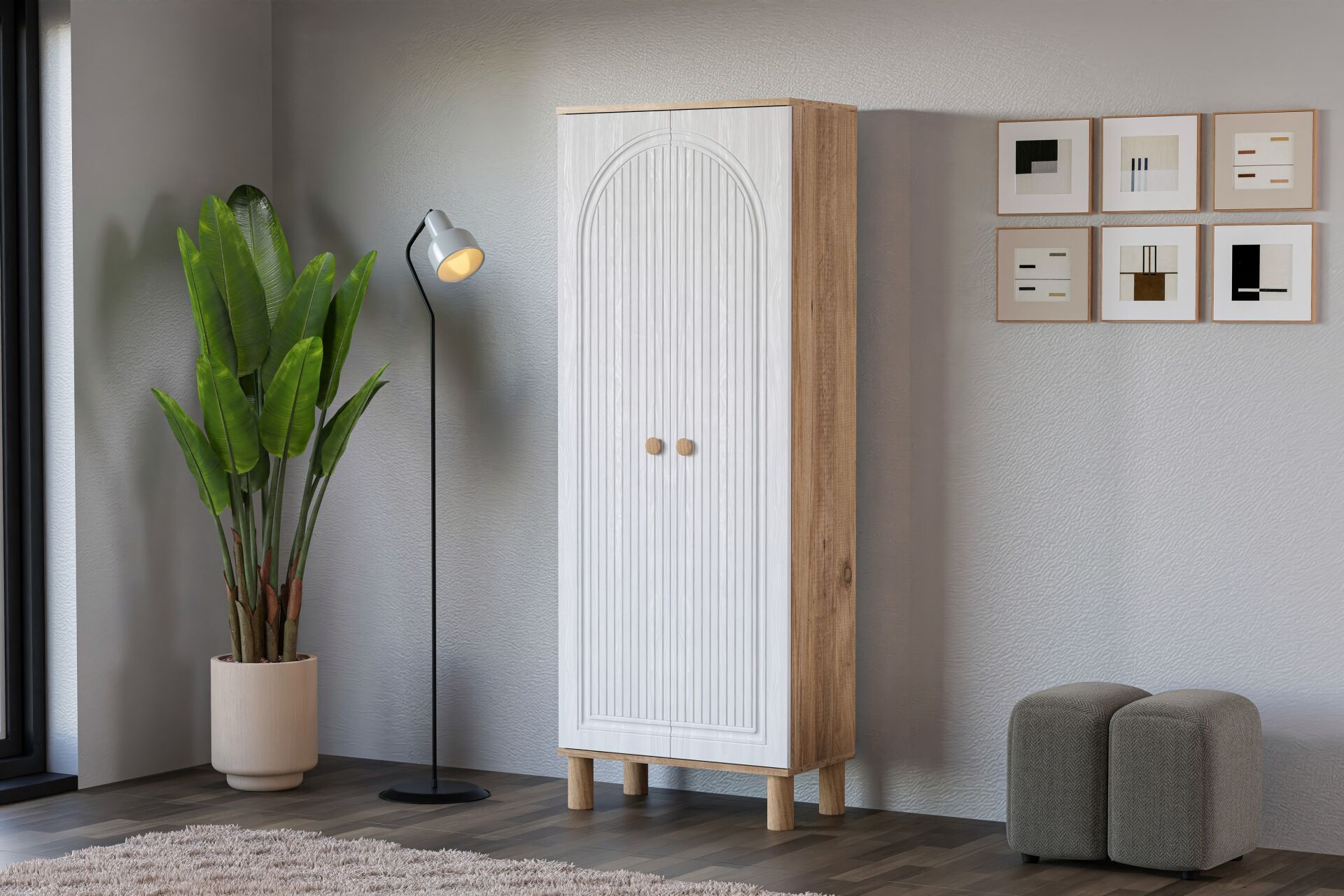 Bohem Atlantik Çam - Beyaz Çok Amaçlı Dolap TN0489