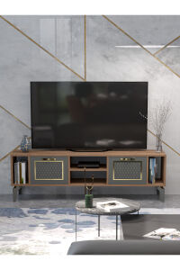MD Linya Gold TV Sehpası Kahverengi