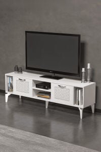 MD Linya Gümüş TV Sehpası Beyaz