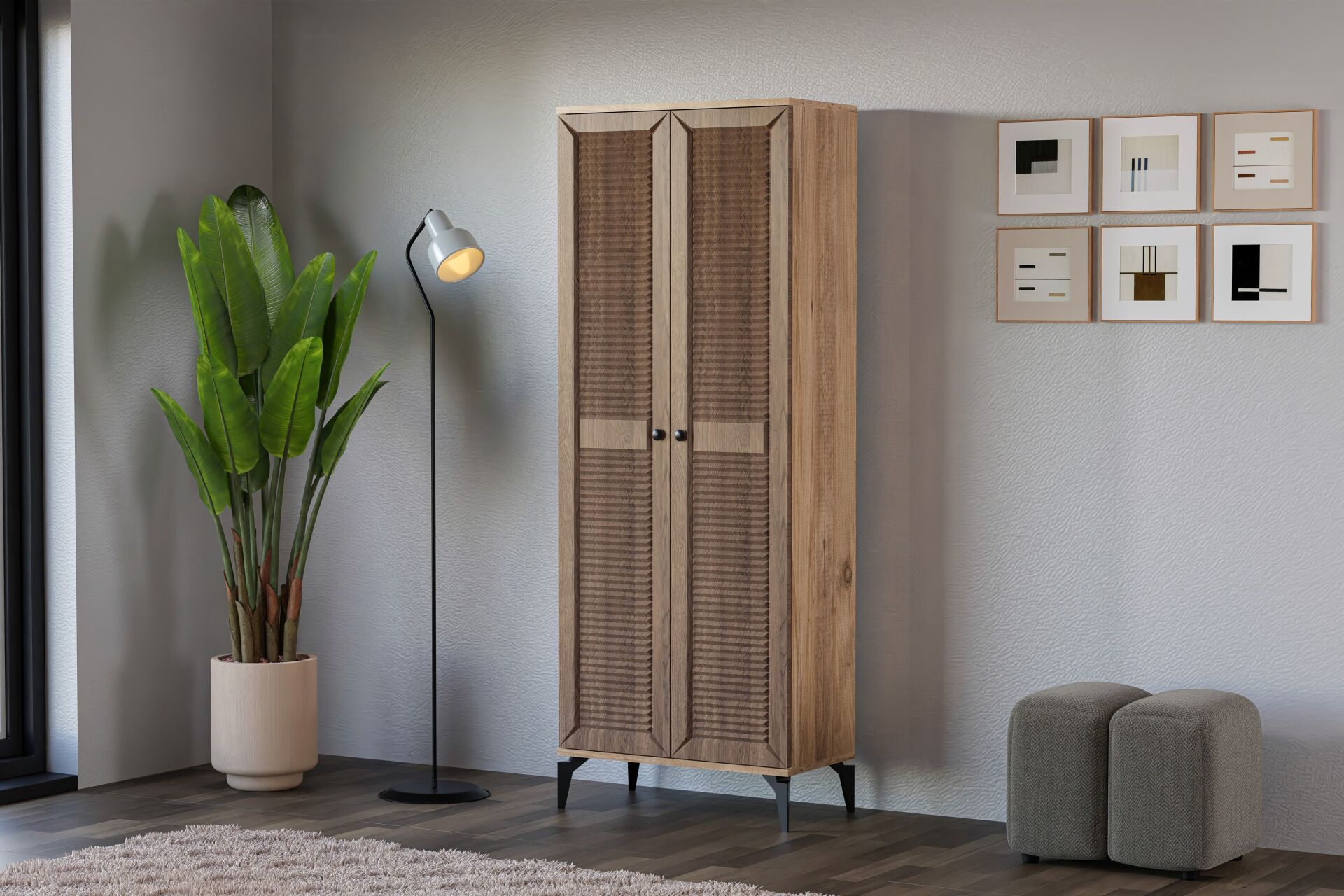 Naz Atlantik Çam - Ceviz Çok Amaçlı Dolap TN0492