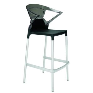 Ego-K Bar Füme Transparan - Siyah Alüminyum Ayaklı Kollu Bar Sandalyesi PPT1472