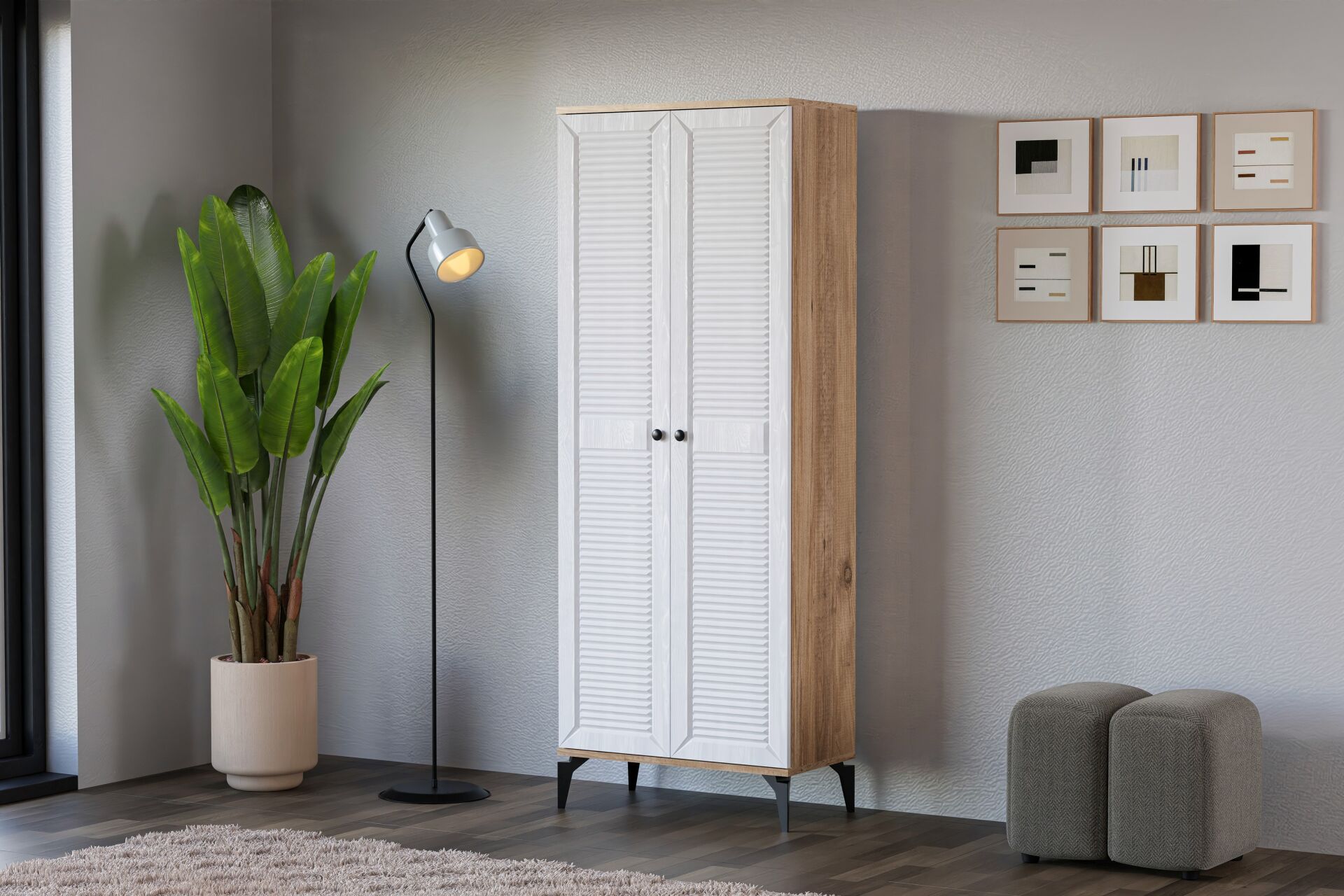 Naz Atlantic Pine - White Multi-purpose Cabinet TN0493