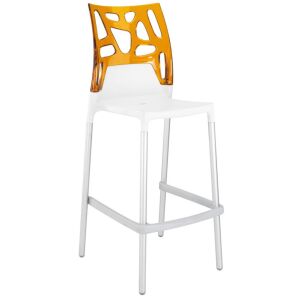 Ego-Rock Bar Turuncu Transparan - Beyaz Bar Sandalyesi PPT1488