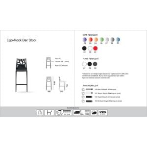 Ego-Rock Bar Turuncu Transparan - Beyaz Bar Sandalyesi PPT1488