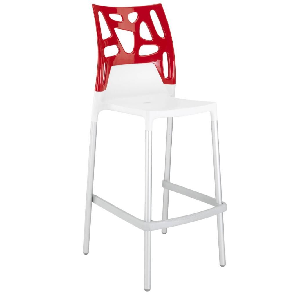 Ego-Rock Bar Solid Kırmızı - Beyaz Bar Sandalyesi PPT1490
