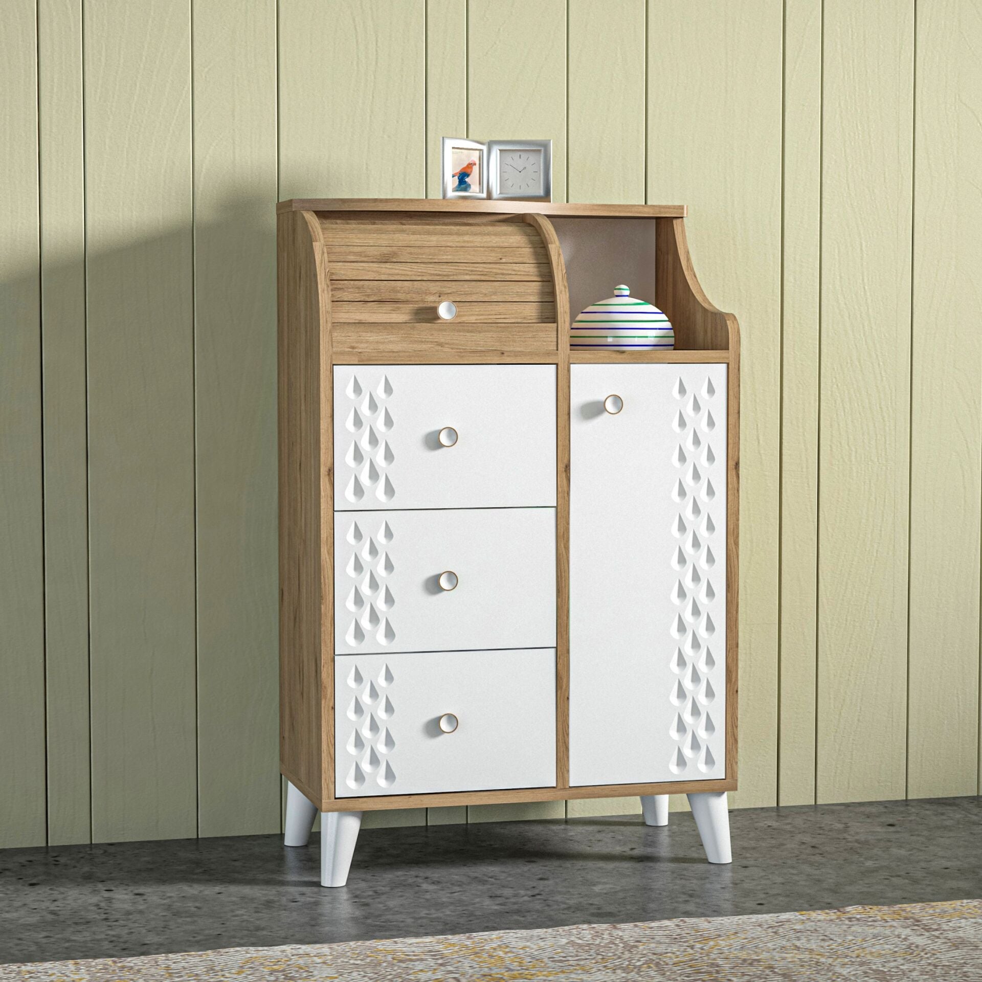 Dual Bread Bin Atlantic Pine - White TN0506
