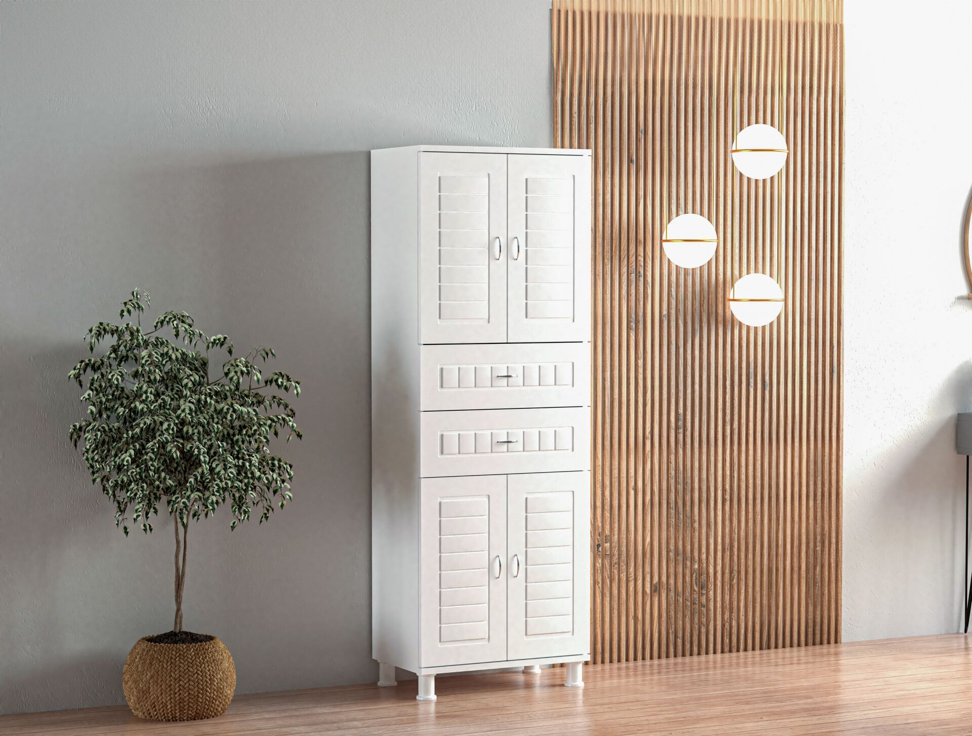 Çift Çekmeceli Beyaz Banyo Dolabı TN0508