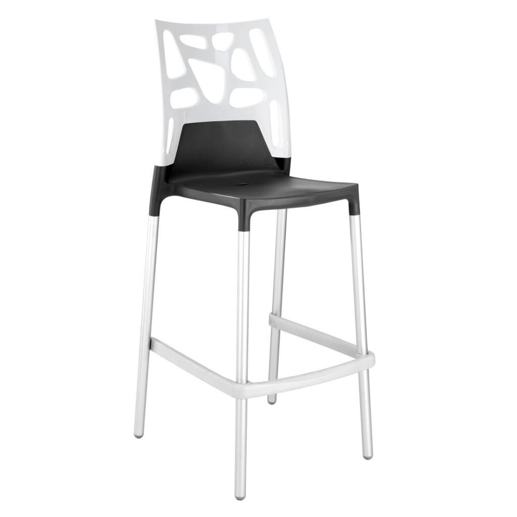 Ego-Rock Bar Solid Beyaz - Antrasit Bar Sandalyesi PPT1498