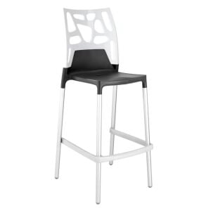 Ego-Rock Bar Solid Beyaz - Antrasit Bar Sandalyesi PPT1498