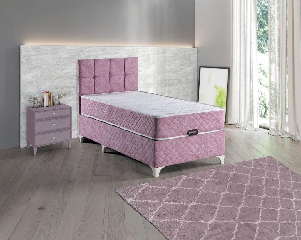 Kapris Pink Mattress, Divan Base & Headboard Set 90x190 E1013