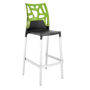 Ego-Rock Bar Yeşil Transparan - Antrasit Bar Sandalyesi PPT1502