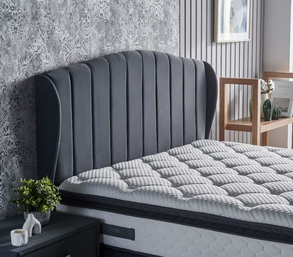 Cotton Plus Anthracite 100 cm Single Divan Base Headboard CB2302