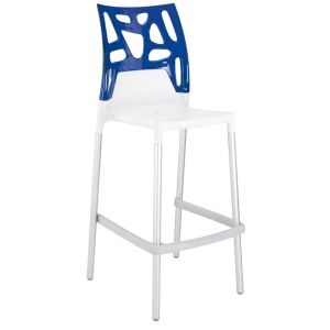 Ego-Rock Bar Mavi Transparan - Beyaz Bar Sandalyesi PPT1505