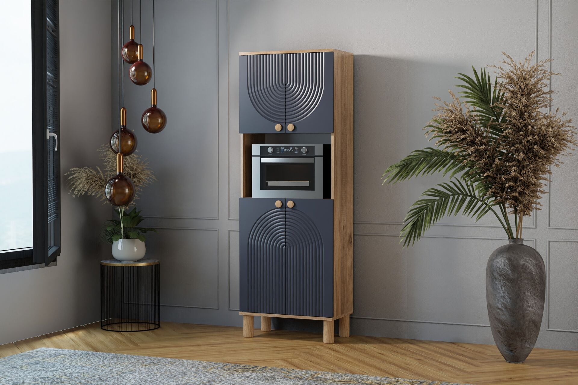 Mira Atlantik Çam - Antrasit Fırın Dolabı TN0523