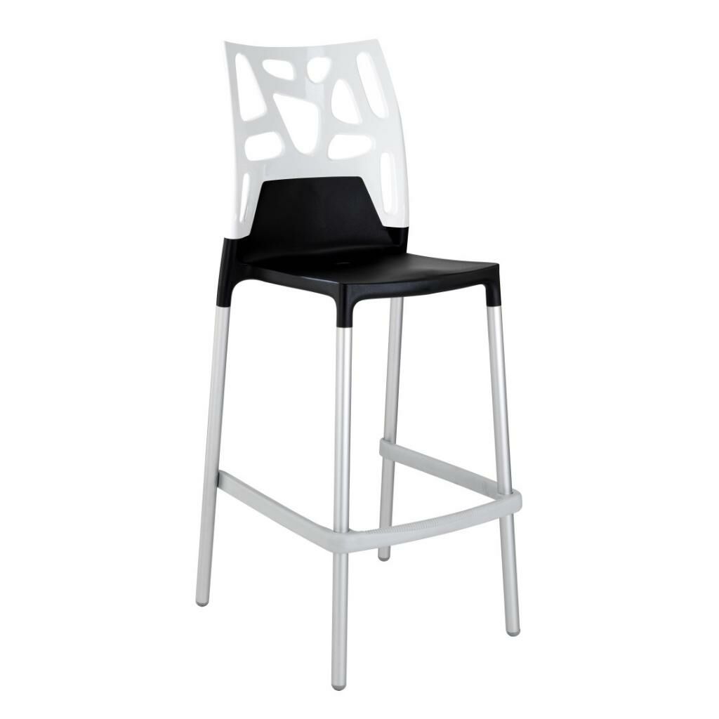 Ego-Rock Bar Solid Beyaz - Siyah Bar Sandalyesi PPT1512