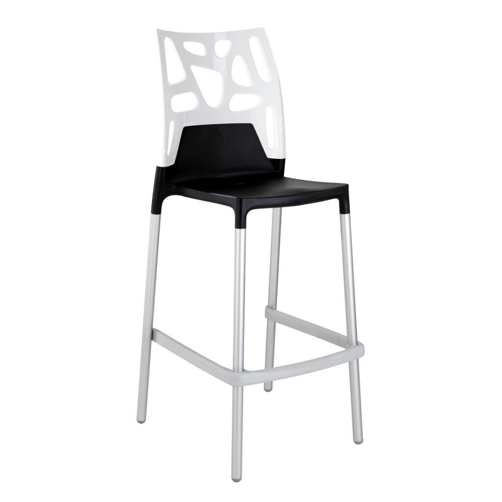 Ego-Rock Bar Solid Beyaz - Siyah Bar Sandalyesi PPT1512