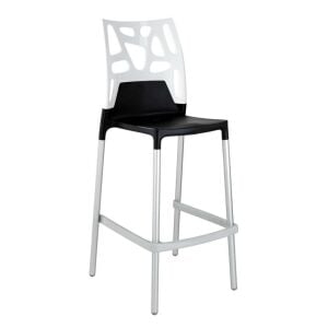 Ego-Rock Bar Solid Beyaz - Siyah Bar Sandalyesi PPT1512