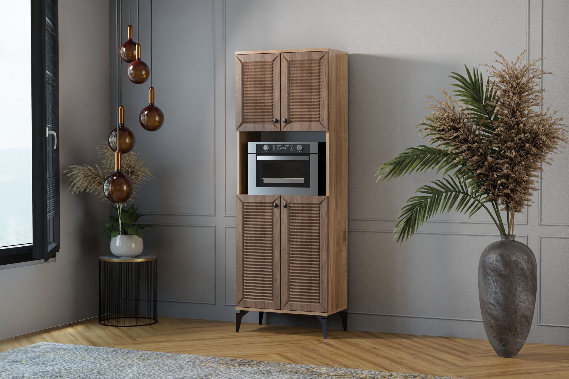 Naz Atlantik Çam - Ceviz Fırın Dolabı TN0525