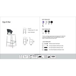 Ego-S Bar Solid Siyah - Beyaz Bar Sandalyesi PPT1513