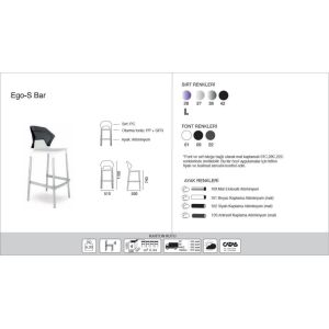 Ego-S Bar Solid Siyah - Siyah Bar Sandalyesi PPT1515