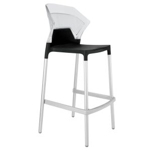 Ego-S Bar Şeffaf Transparan - Siyah Bar Sandalyesi PPT1516