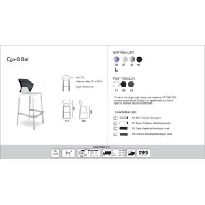 Ego-S Bar Mor Transparan - Antrasit Bar Sandalyesi PPT1517