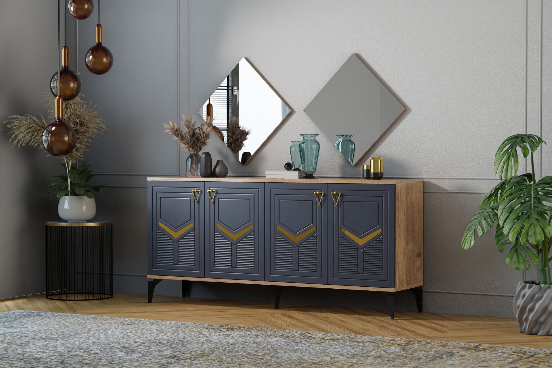 Elmas Konsol Atlantik Çam - Antrasit TN0535