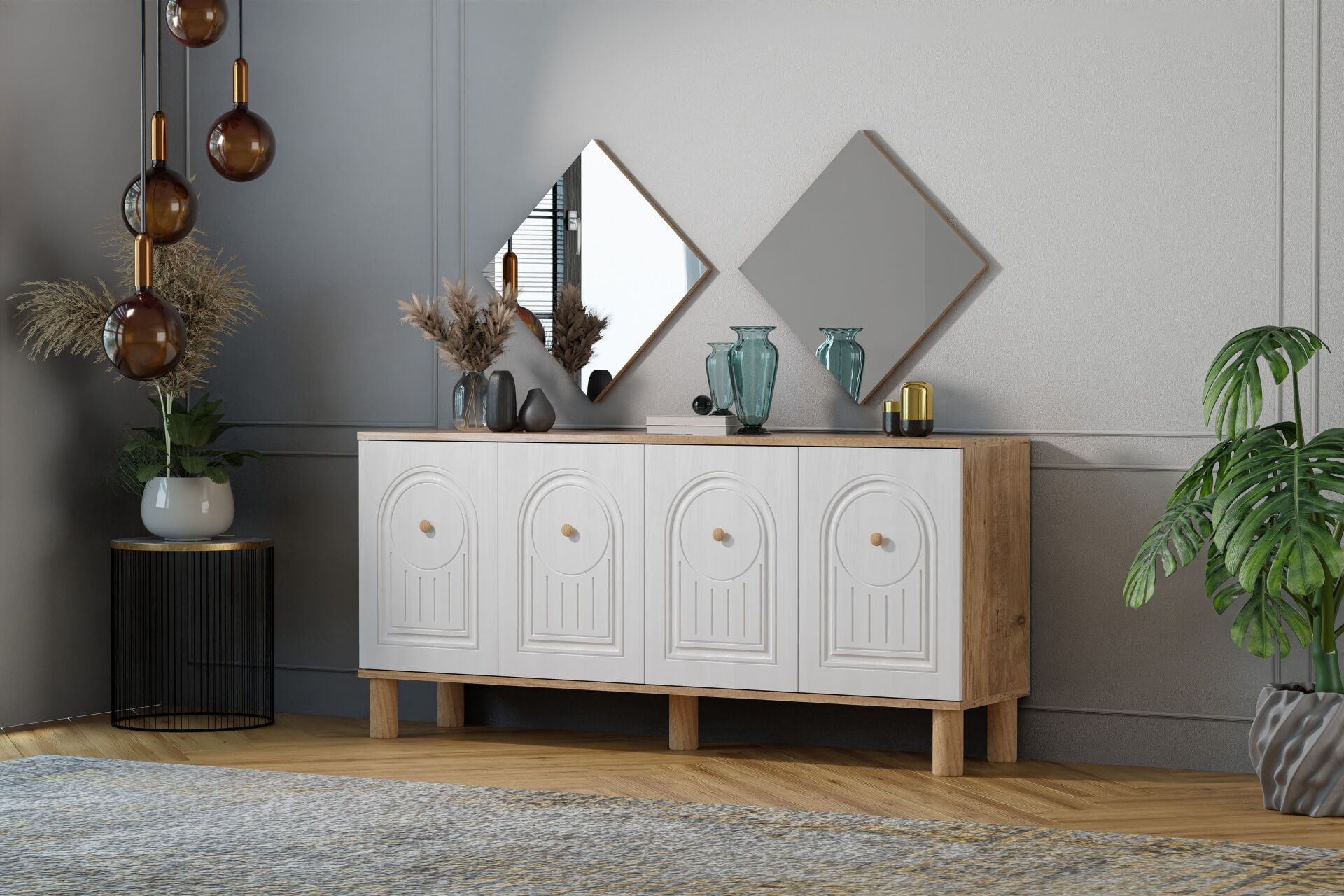 Bohemian Console, Atlantic Pine - White TN0538