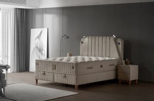 Barlas 150x200 Çift Kişilik Yatak, Baza, Başlık Seti