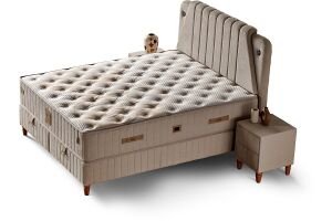 Barlas 150x200 Çift Kişilik Yatak, Baza, Başlık Seti