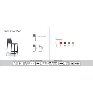 Fame-S Bar 65 cm Beyaz Bar Sandalyesi PPT1528