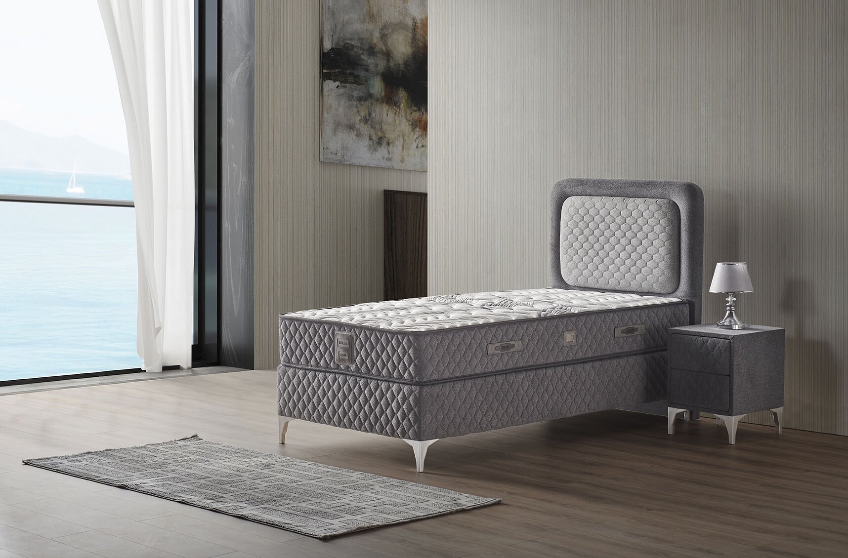 Bella 120x200 Tek Kişilik Yatak, Baza, Başlık Seti