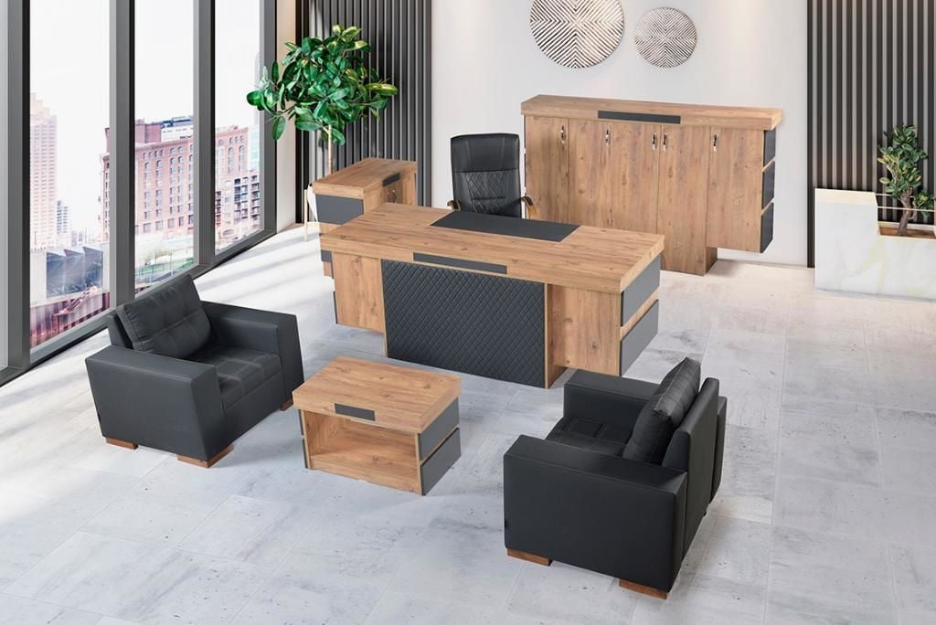 MD Kral Office Desk Set without Chair, Atlantic Pine SHM374