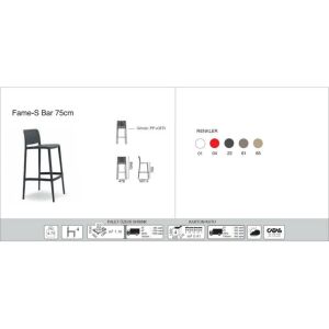 Fame-S Bar 75 cm Beyaz Bar Sandalyesi PPT1533