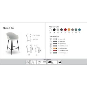 Globe-K Bar Antrasit - Antrasit Kollu Bar Sandalyesi PPT1535