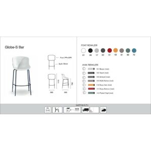 Globe-S Bar Küllü Kahve - Küllü Kahve Bar Sandalyesi PPT1536