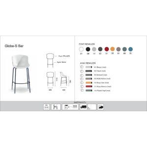 Globe-S Bar Küllü Kahve - Küllü Kahve Bar Sandalyesi PPT1536