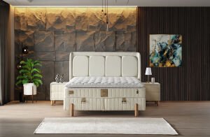 Bohem 140x190 Çift Kişilik Yatak, Baza, Başlık Seti