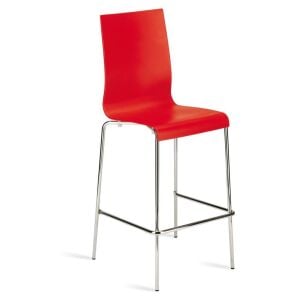 Icon-B Kırmızı - Krom Kaplama Bar Sandalyesi PPT1539