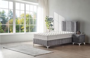 Delta 90x190 Tek Kişilik Yatak, Baza, Başlık Seti