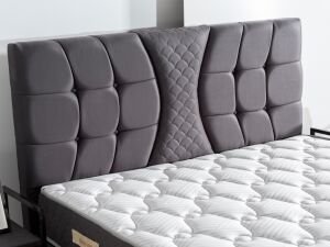 Kiamond Antrasit 150x200 Çift Kişilik Yatak, Baza, Başlık Seti MBL1020