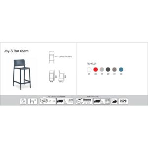 Joy-S Bar 65 cm Kırmızı Bar Sandalyesi PPT1545