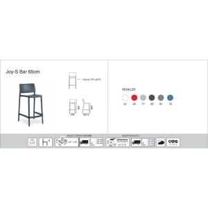 Joy-S Bar 65 cm Kırmızı Bar Sandalyesi PPT1545