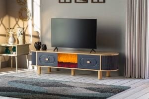 Oval Şömineli Tv Sehpası Atlantik Çam - Antrasit TN0559