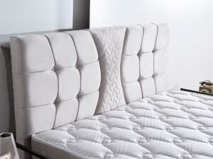 Kiamond Gri 150x200 Çift Kişilik Yatak, Baza, Başlık Seti MBL1021