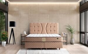 Kiamond Kahve 150x200 Çift Kişilik Yatak, Baza, Başlık Seti MBL1022