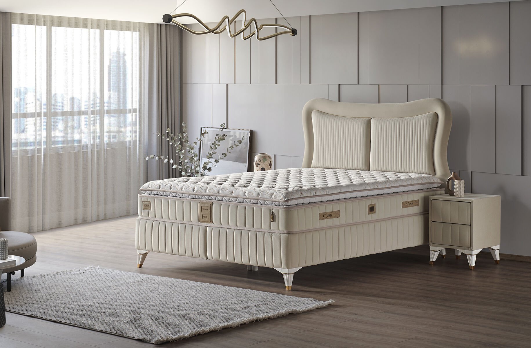 Elegance 160x200 Çift Kişilik Yatak, Baza, Başlık Seti
