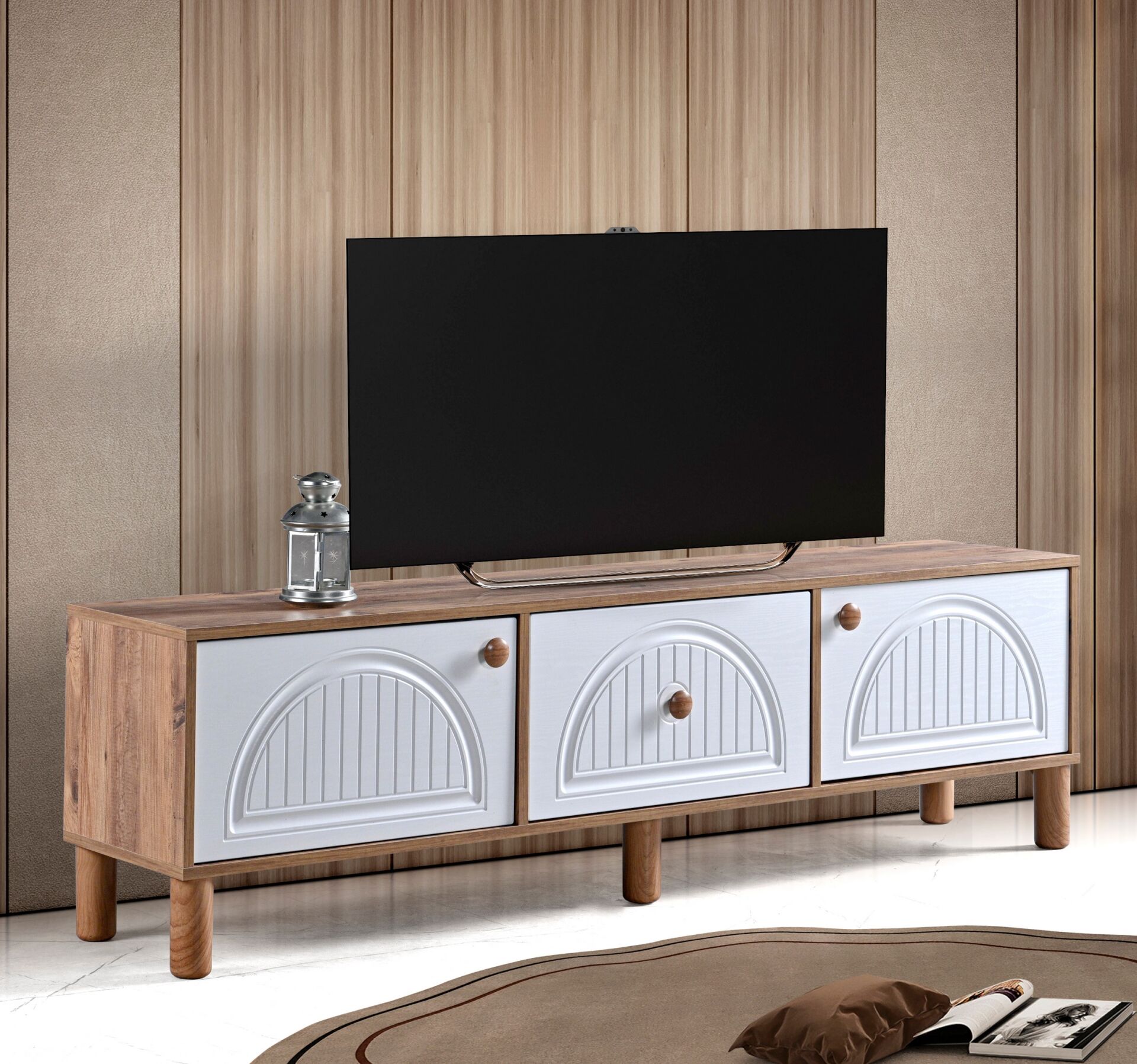 Aslan Bohem 180'lik Tv Sehpası Atlantik Çam - Beyaz TN0566