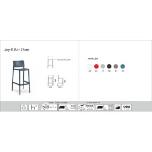 Joy-S Bar 75 cm Beyaz Bar Sandalyesi PPT1553